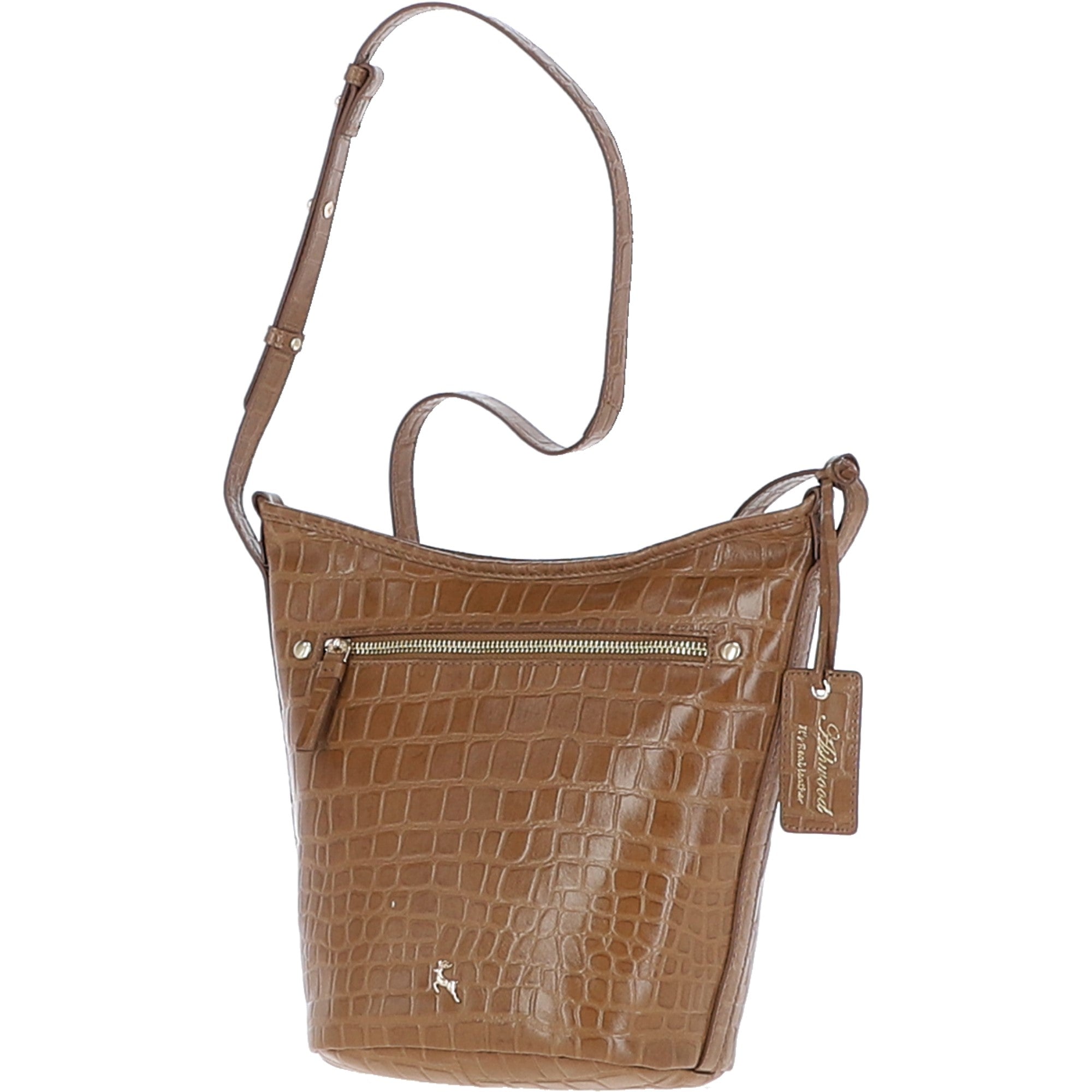 Women's Leather Shoulder Handbag Tan/croc: 63790 Croc
