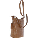 Women's Leather Shoulder Handbag Tan/croc: 63790 Croc