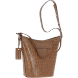 Women's Leather Shoulder Handbag Tan/croc: 63790 Croc