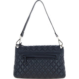Real Leather Flapover Quilted Bag Cotswold Navy: 63858