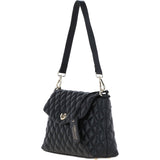 Real Leather Flapover Quilted Bag Black: 63858