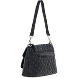 Real Leather Flapover Quilted Bag Black: 63858