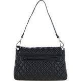 Real Leather Flapover Quilted Bag Black: 63858