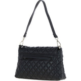 Real Leather Flapover Quilted Bag Black: 63858