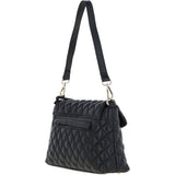 Real Leather Flapover Quilted Bag Black: 63858