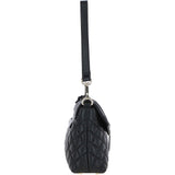 Real Leather Flapover Quilted Bag Black: 63858
