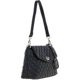 Real Leather Flapover Quilted Bag Black: 63858