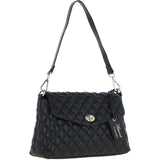 Real Leather Flapover Quilted Bag Black: 63858