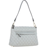 Real Leather Flap over Quilted Bag Ice Grey: 63858