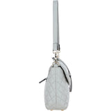 Real Leather Flap over Quilted Bag Ice Grey: 63858