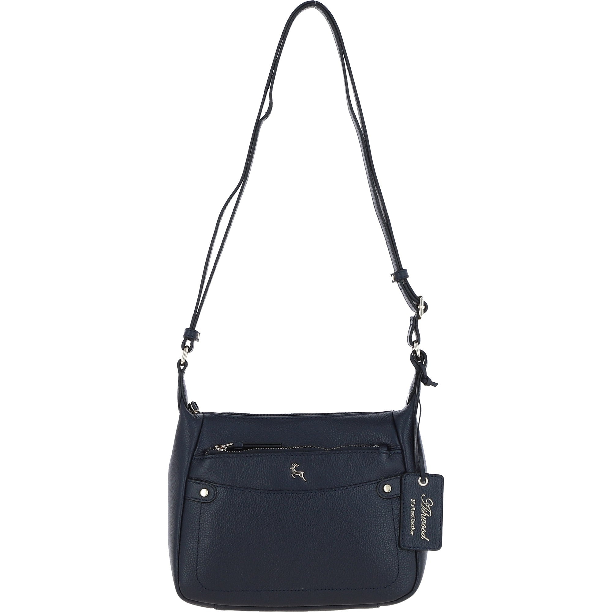 Ashwood Real Leather Top Zip Crossbody Bag Cotwold Navy : 63931