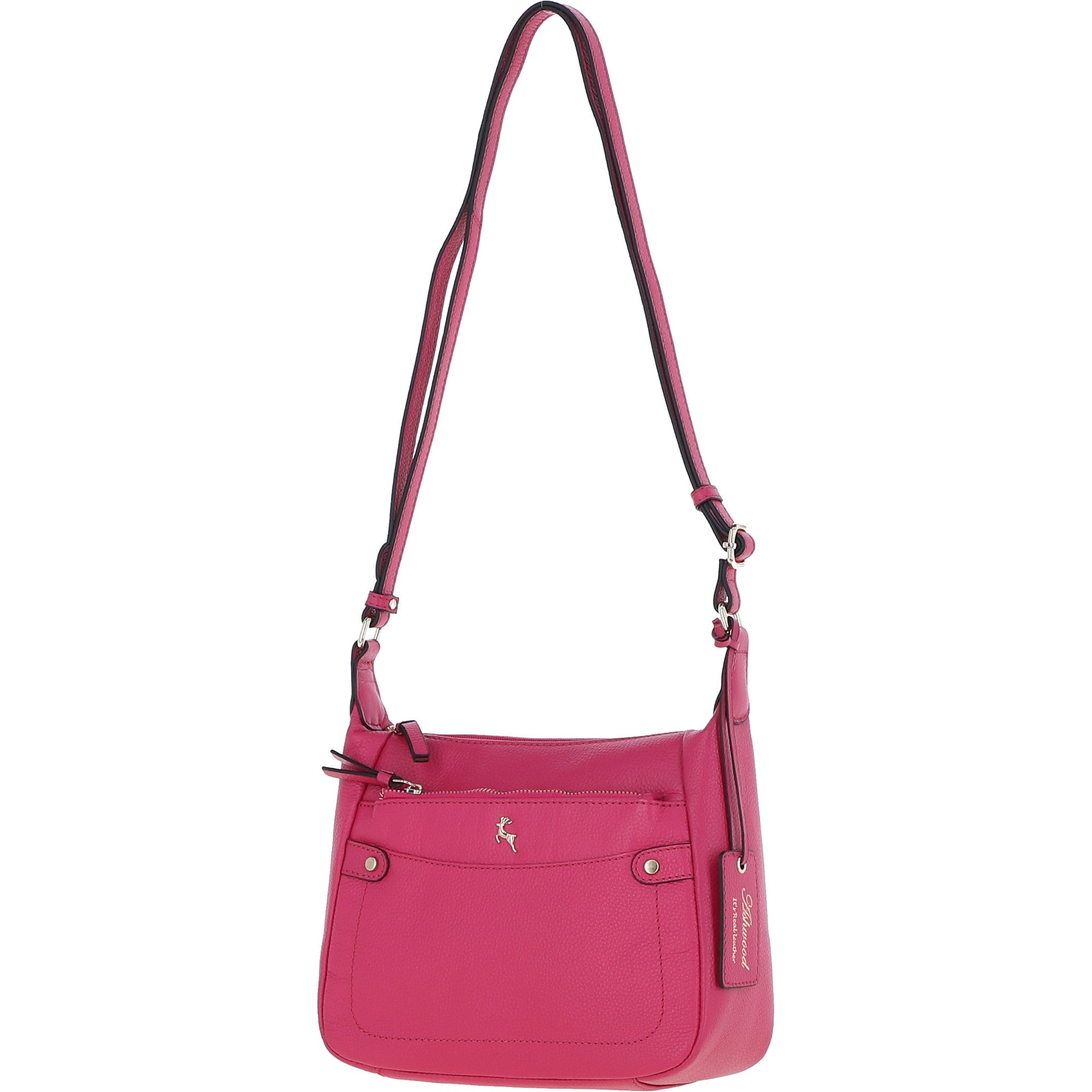 Ashwood Real Leather Top Zip Crossbody Bag Rasberry Sorbet: 63931