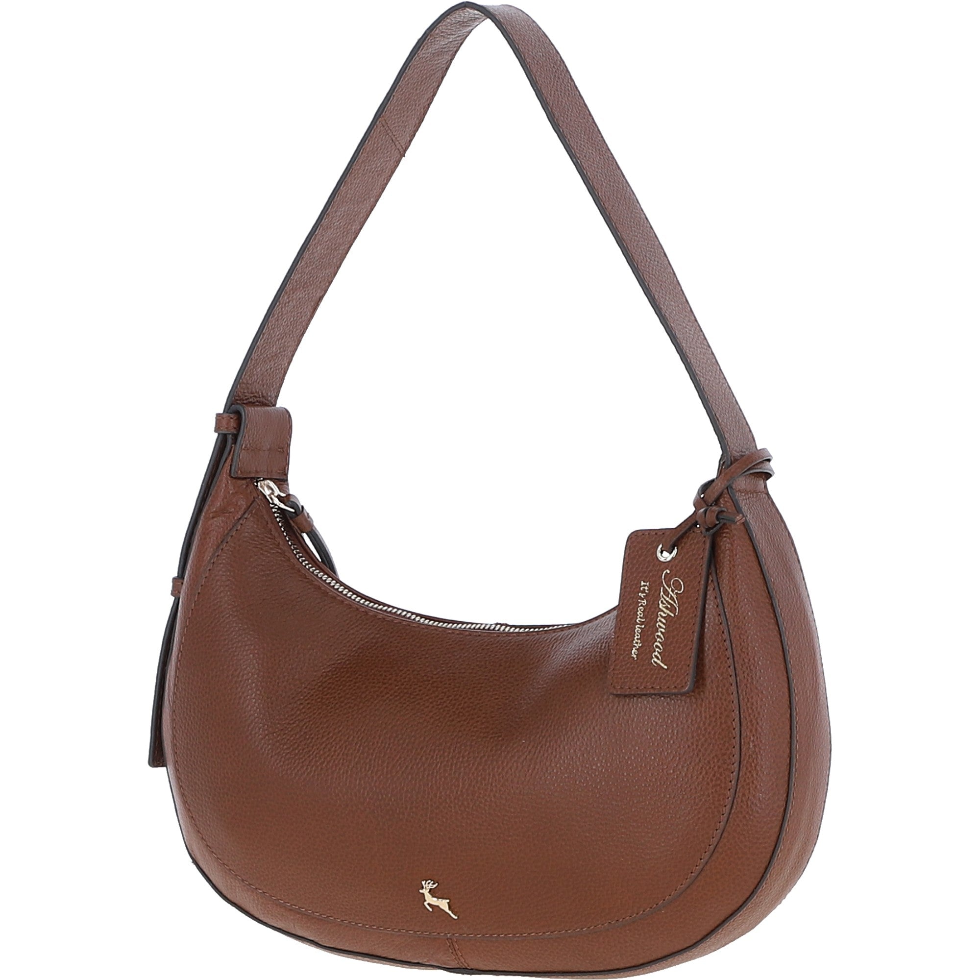 Ashwood Women's Curved Leather Shoulder Bag 2 Tone Tan: 64192