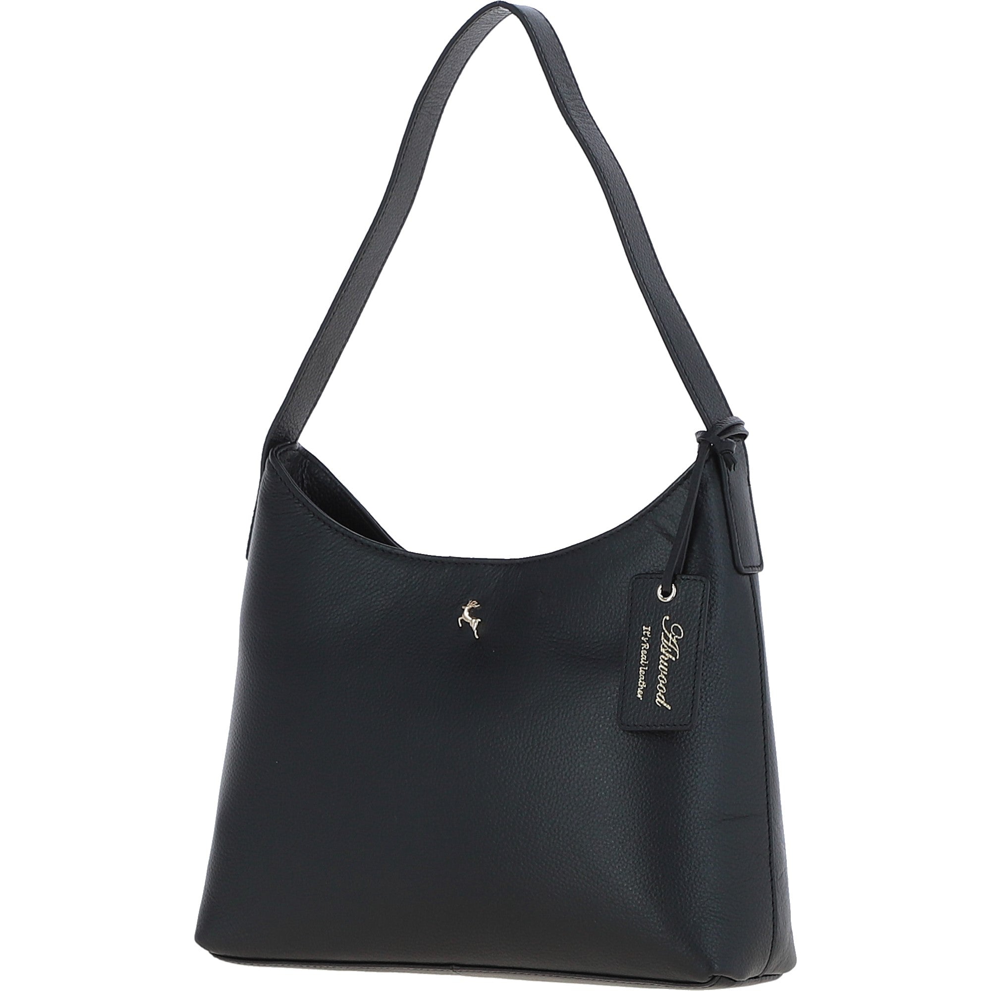 Ashwood Real Leather Hobo Shoulder Bag Black: 64203