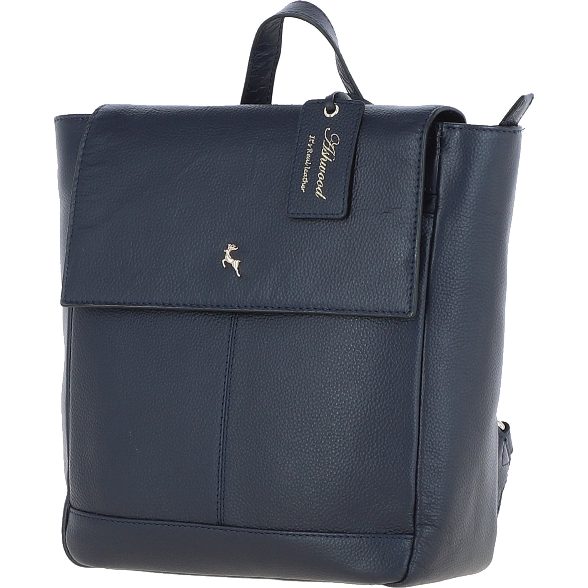 Ashwood Real Leather Flapover Backpack Cotswold Navy: 64257
