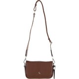 Ashwood Real Leather Flapover Crossbody Bag 2 Tone Tan: 64295