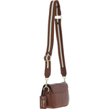Ashwood Real Leather Flapover Crossbody Bag 2 Tone Tan: 64295