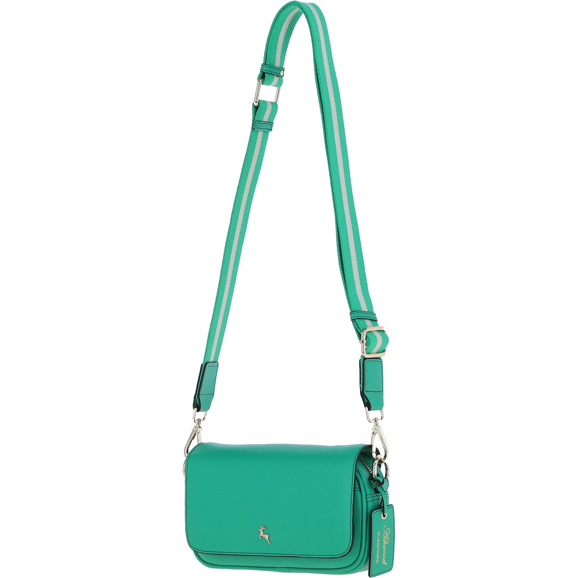 Ashwood Real Leather Flapover Crossbody Bag Gumdrop Green: 64295