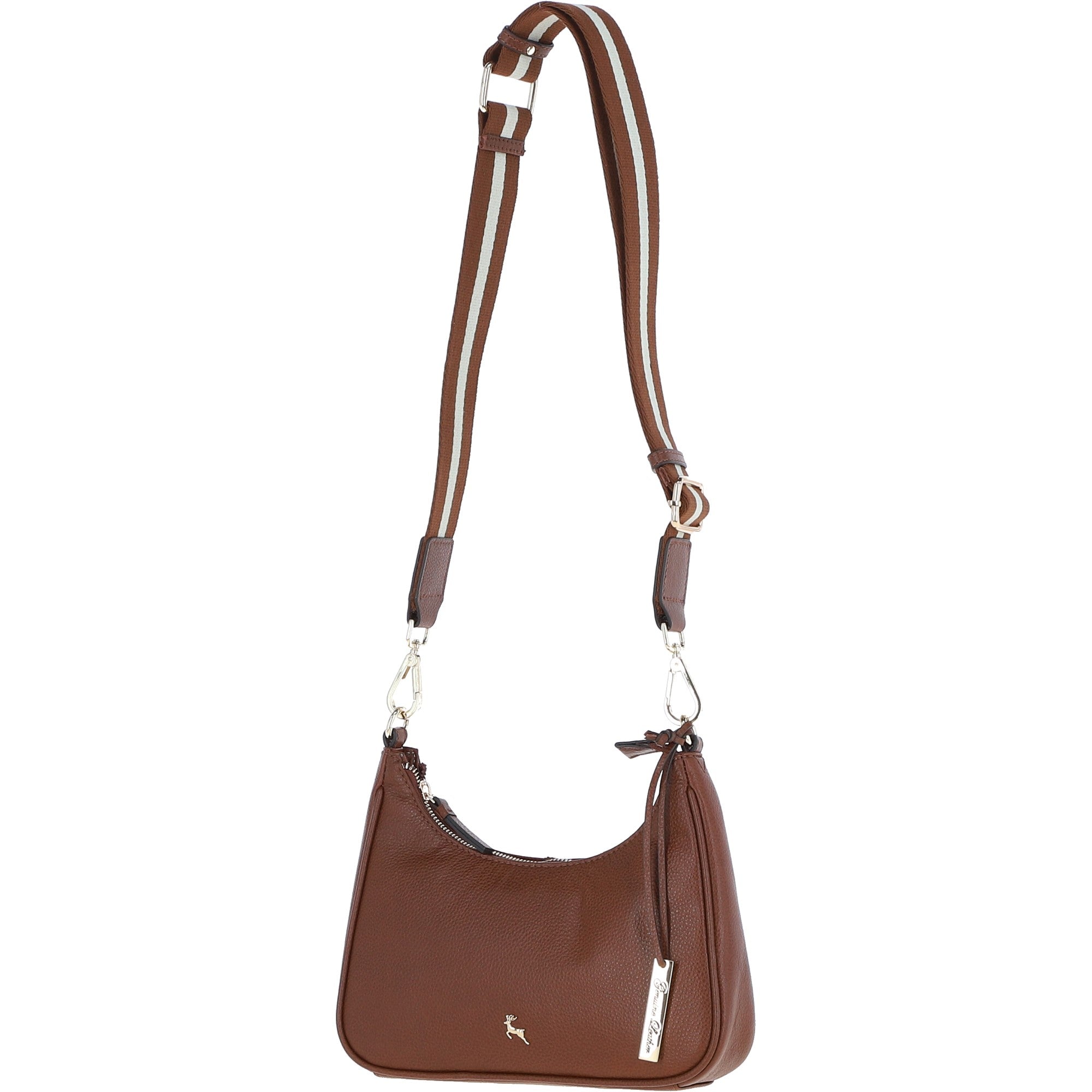Ashwood Real Leather Crossbody Bag with Webbing Strap 2 Tone Tan: 64296