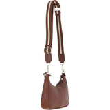 Ashwood Real Leather Crossbody Bag with Webbing Strap 2 Tone Tan: 64296