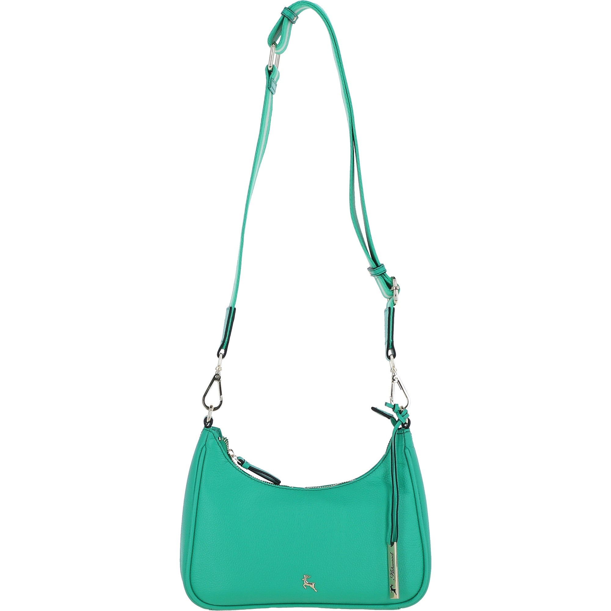 Ashwood Real Leather Crossbody Bag with Webbing Strap Gumdrop Green: 64296