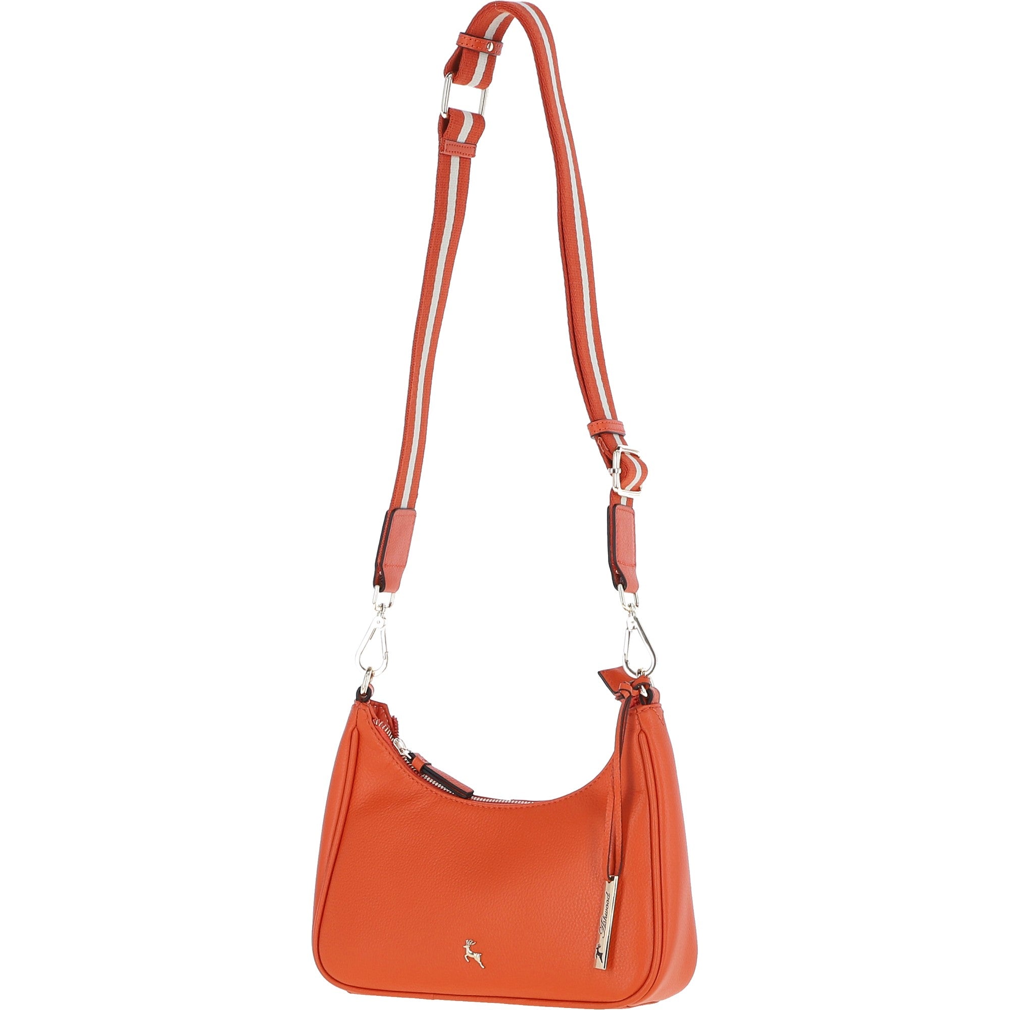 Ashwood Real Leather Crossbody Bag with Webbing Strap Mandarin: 64296