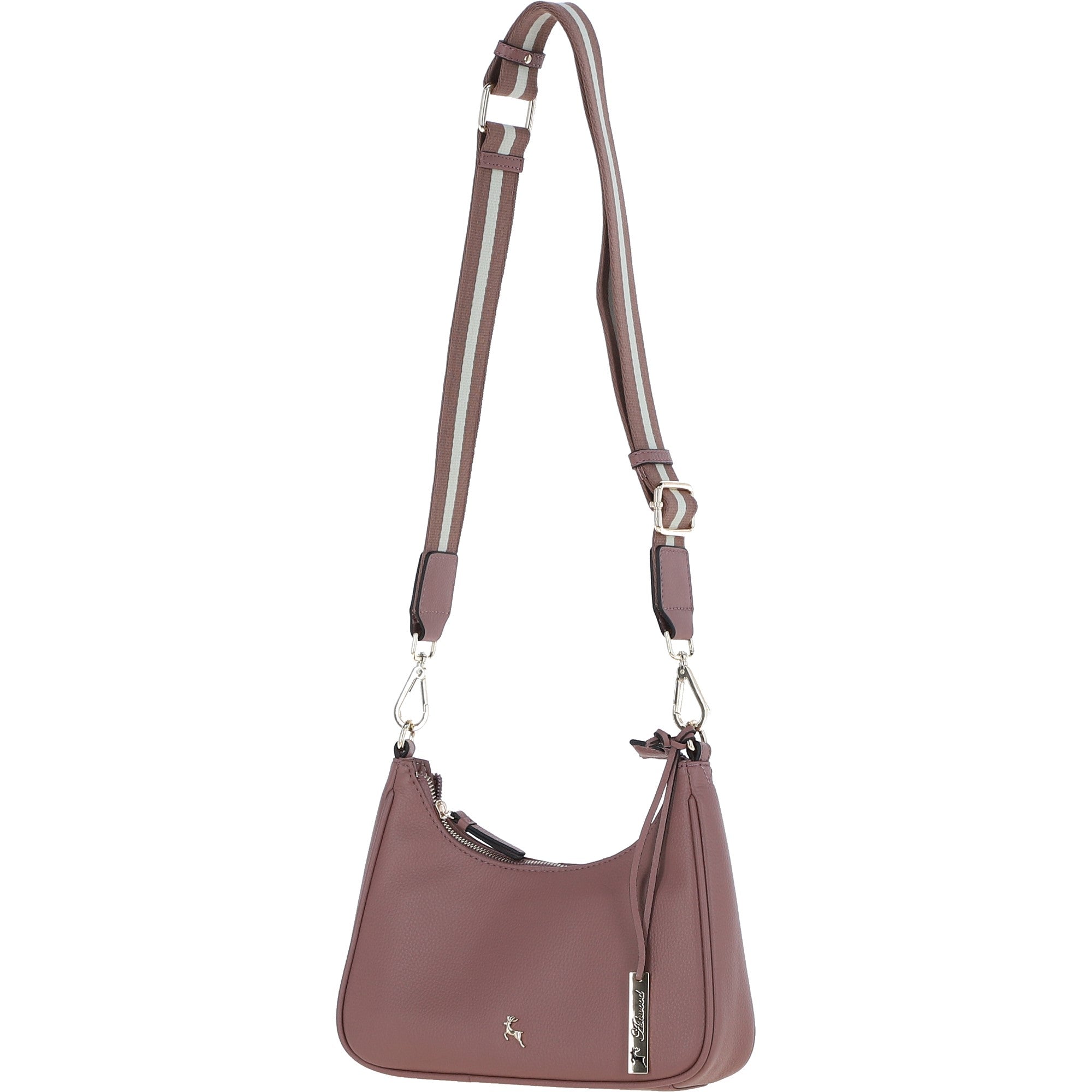 Ashwood Real Leather Crossbody Bag with Webbing Strap Rose: 64296