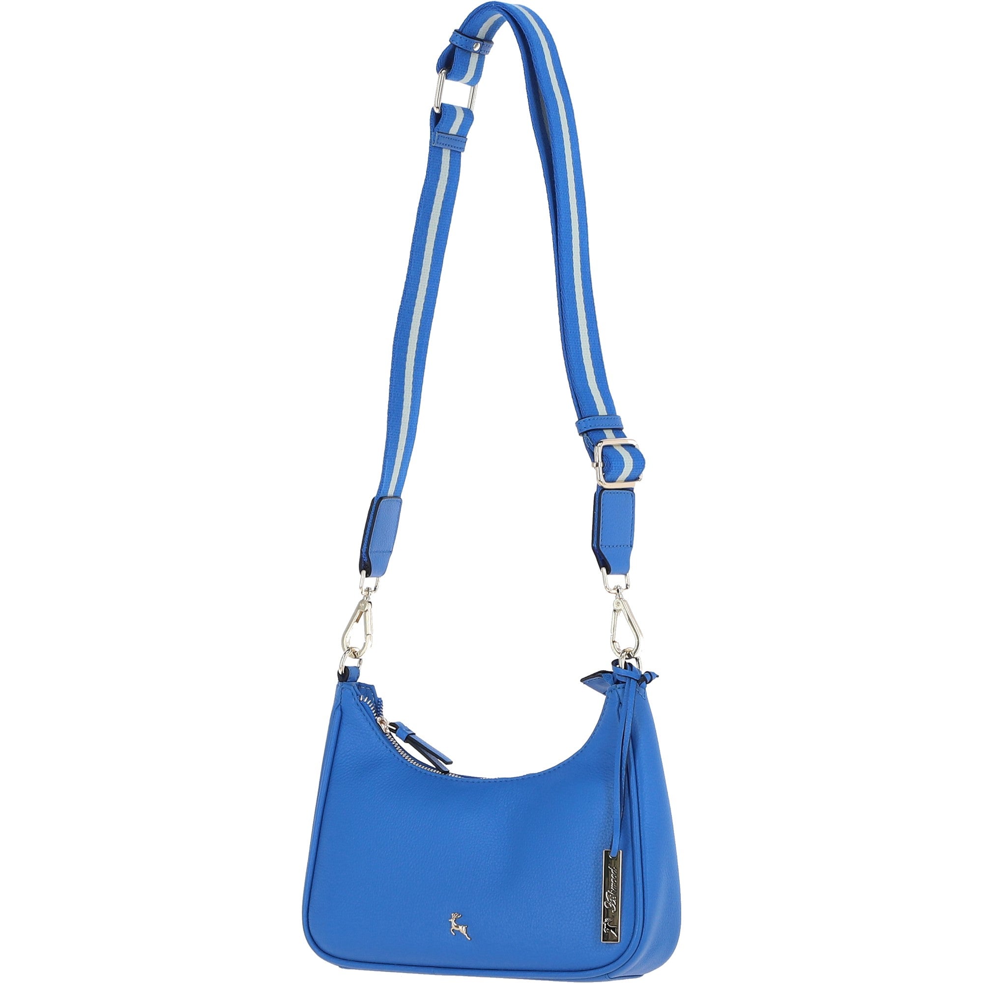 Ashwood Real Leather Crossbody Bag with Webbing Strap Sodalite Blue: 64296