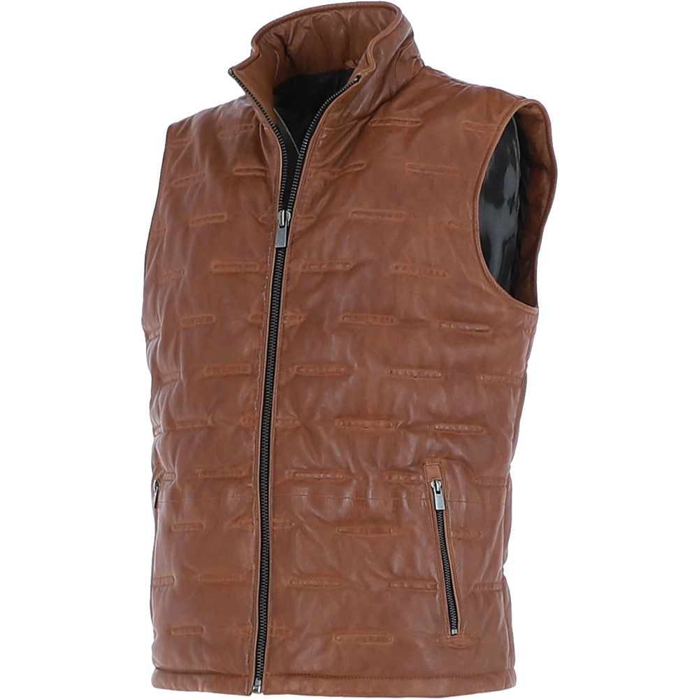 Trapper Men’s Leather Vest Cognac: 7956-vest