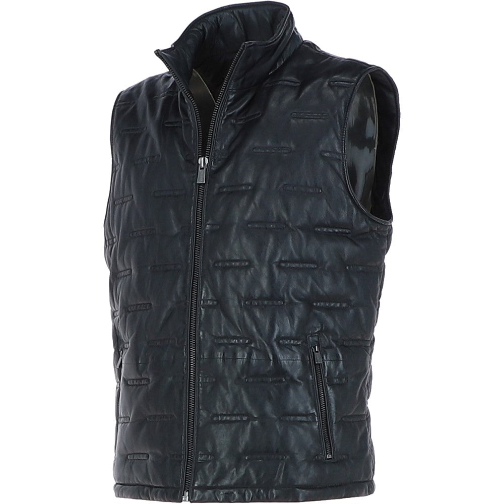Trapper Men’s Leather Vest Navy: 7956-vest