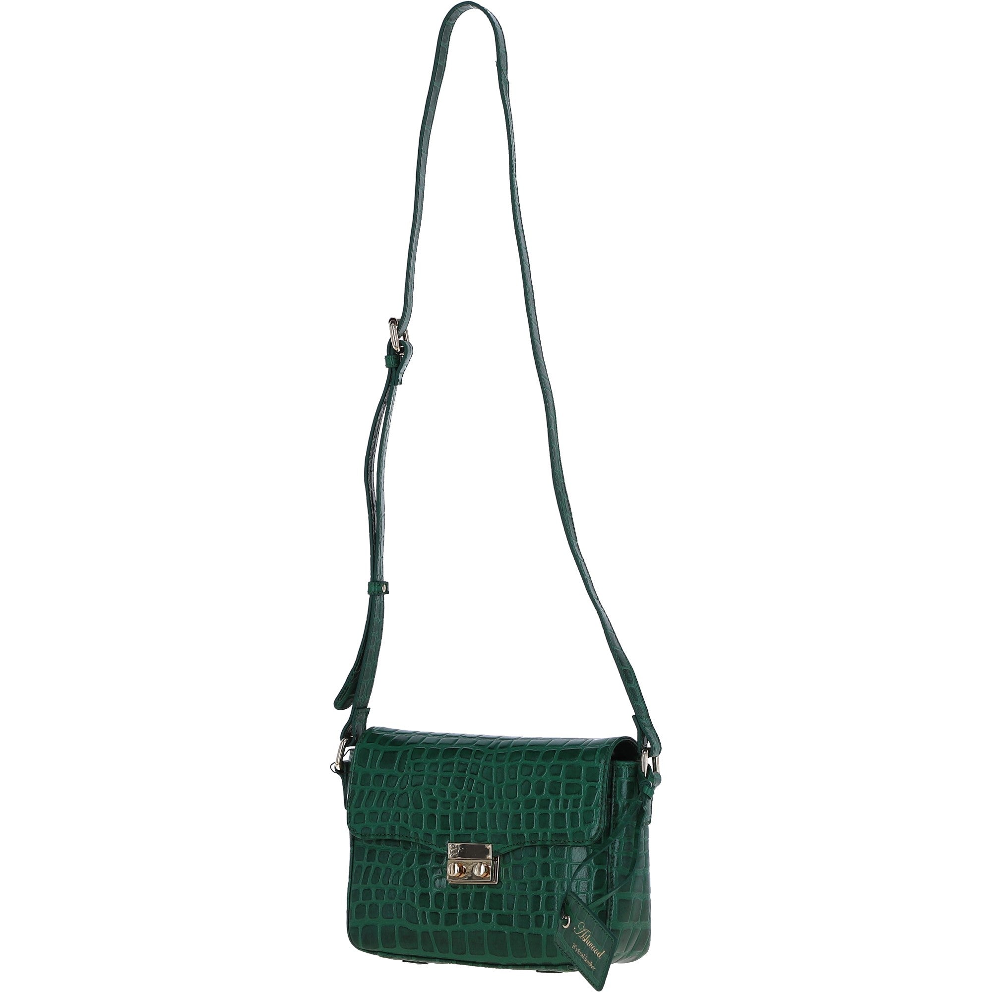 Ashwood Crocodile Print Cross Body Bag Green/croc: C-50 Croc