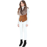 Toscana Suede Leather Biker Gilet Tan: KB 620