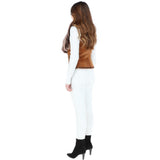 Toscana Suede Leather Biker Gilet Tan: KB 620