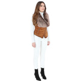 Toscana Suede Leather Biker Gilet Tan: KB 620