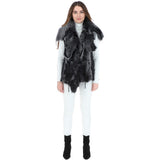 Double Collar Suede Leather Gilet Black/brissa: KB-529
