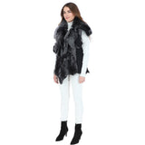 Double Collar Suede Leather Gilet Black/brissa: KB-529