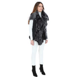 Double Collar Suede Leather Gilet Black/brissa: KB-529