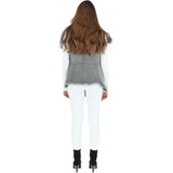 Toscana Double Collar Suede Leather Gilet Mineral Grey: KB-529