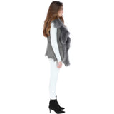 Toscana Double Collar Suede Leather Gilet Mineral Grey: KB-529