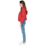 Ladies Leather Biker Jacket Red: G-Celia22
