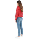 Ladies Leather Biker Jacket Red: G-Celia22
