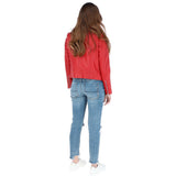 Ladies Leather Biker Jacket Red: G-Celia22