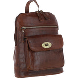 Ashwood Croc Print Leather Mini Backpack Cognac: L-75