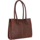 Ashwood Two Section Croc Print Leather Handbag Cognac: L-76