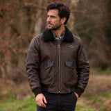 Luxury  Sheepskin Pilot Jacket Brown: NCAF1