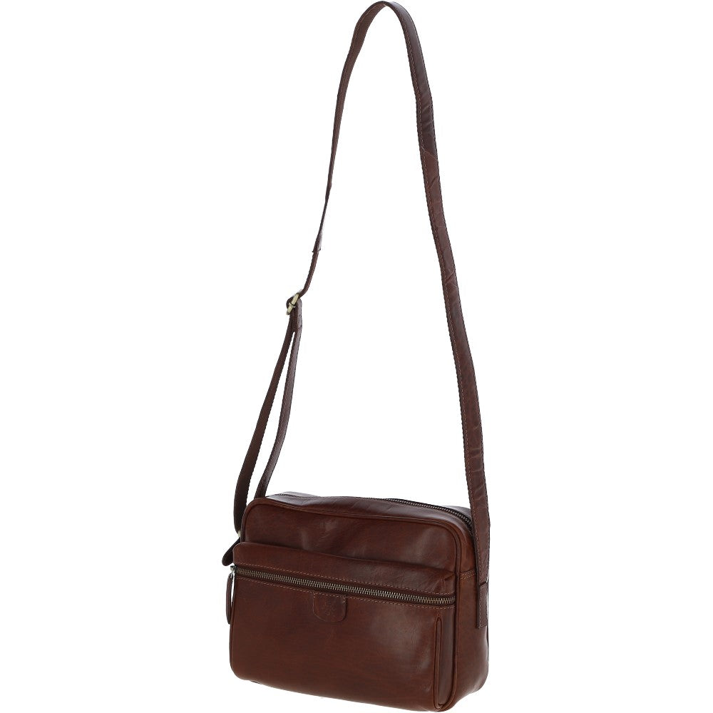 Unisex Ashwood Leather Body Bag – Chestnut Tan: T-72