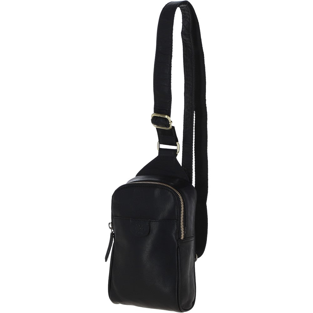 Ashwood Three Pocket Leather Sling Bag - Black: T-75