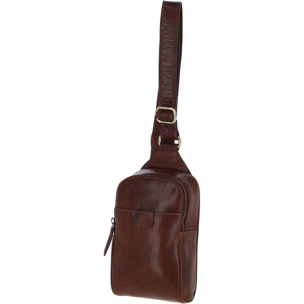 Ashwood Three Pocket Leather Sling Bag - Chestnut Tan: T-75