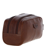 Ashwood Men’s Dual Zip Leather Washbag – Chestnut Tan: T-78