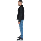 Side Zip Biker Sheepskin Pilot Jacket Black: KE-193